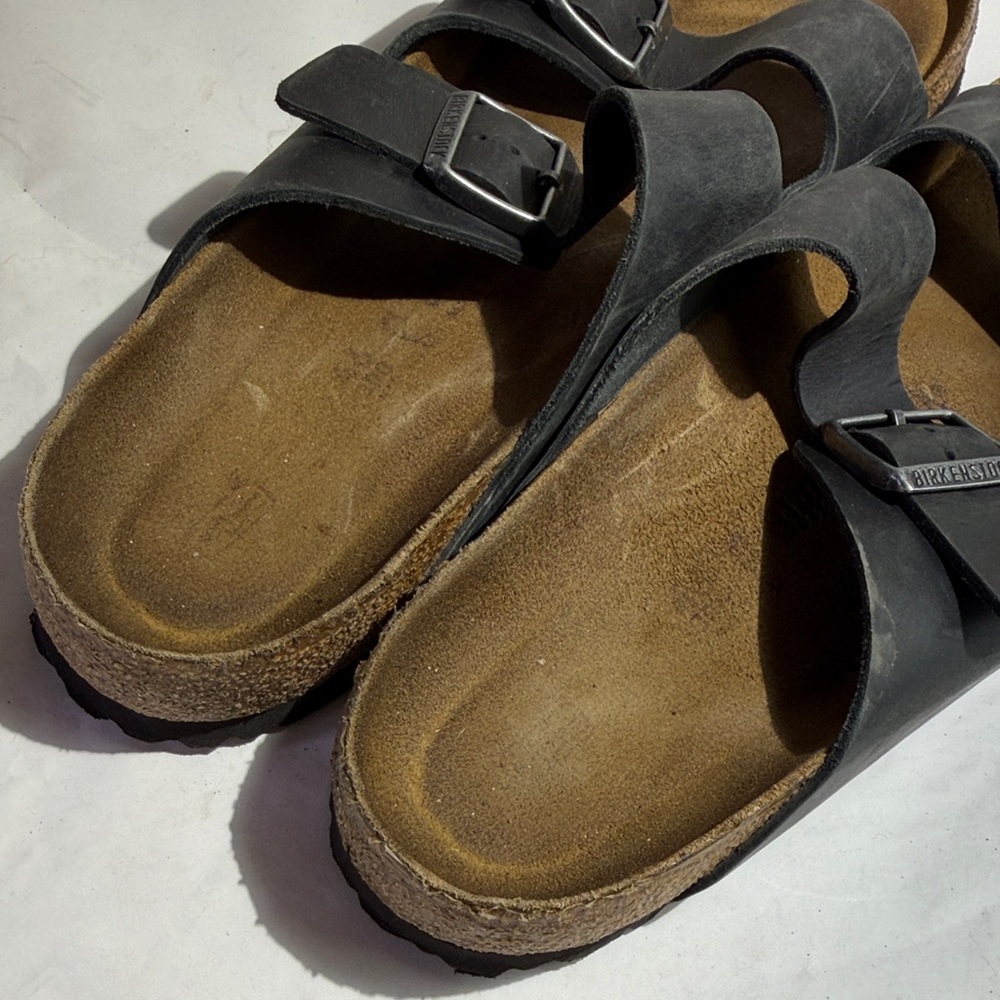 Used Birkenstock Men's Black double strap Sandals size 13 - Picture 4 of 5